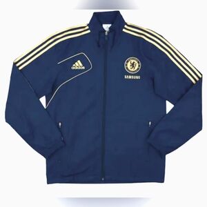 Adidas Men's Navy Blue with Gold Arm Stipes Chelsea Logo Track Jacket Size M